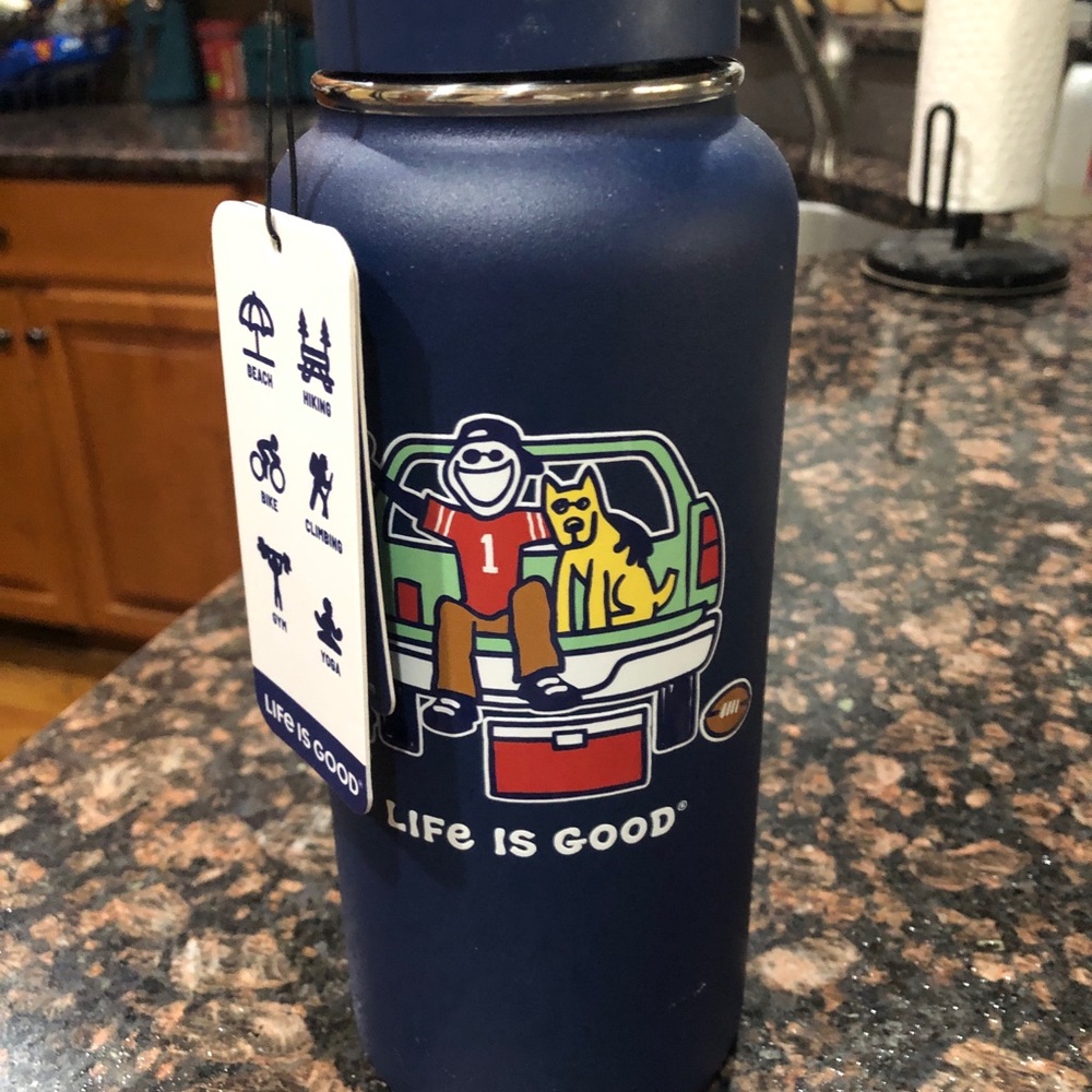 Life is Good Blue Water Bottle
